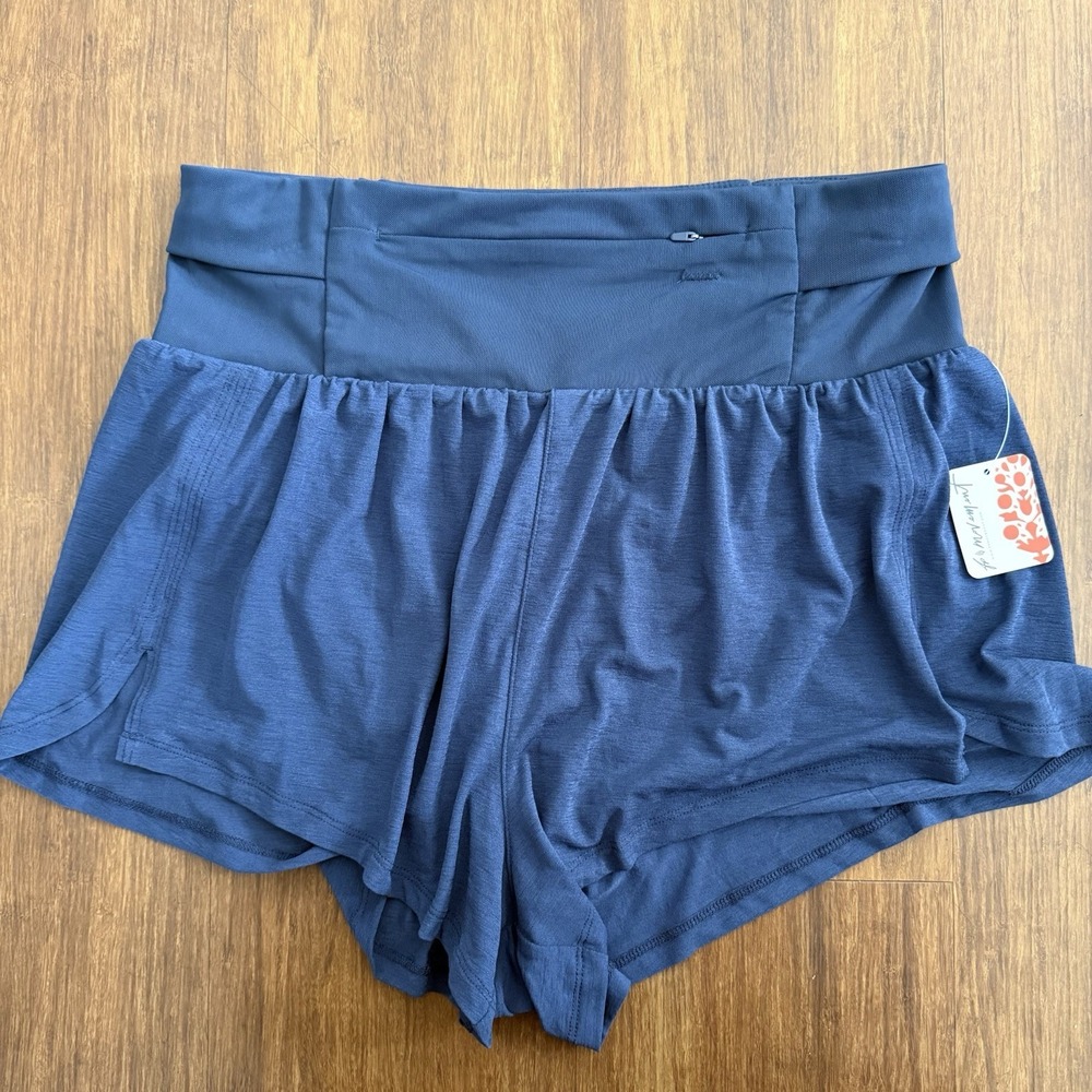 Free People FP Movement Tempo Light As Air Shorts Large Navy Blue Lined Runner